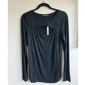 Patty Boutik NWT Black Slinky Peek A Boo Long Sleeve Pullover Top, XL